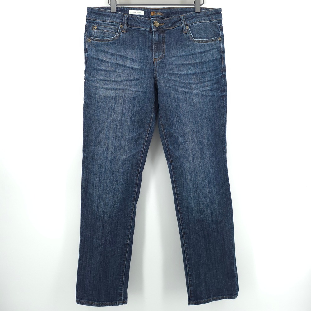 Kut from the Kloth Womens Jeans Catherine Boyfriend 12 Blue Dark Wash Relaxed